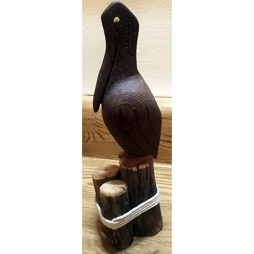 Pelican Coastal Sea Ocean Bird Wood Sculpture Figurine 7" See Pictures